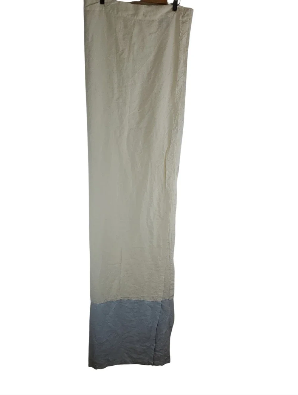 Ivory Restoration Hardware Linen Shower Curtain white blue bottom 74